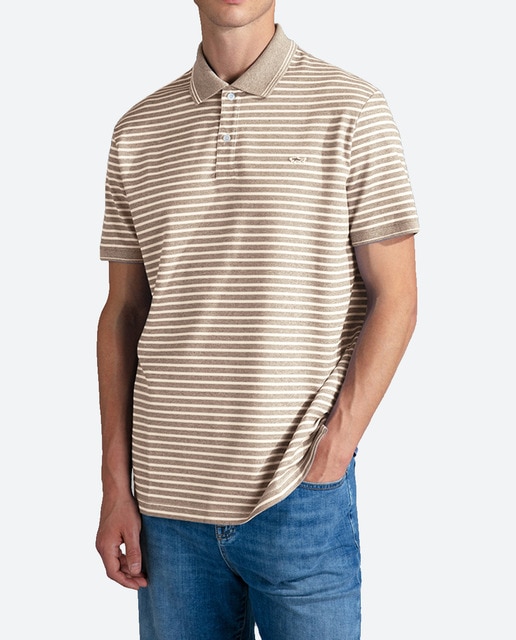 Imagen 0 de Polo de hombre manga corta rayas ribete cuello y mangas