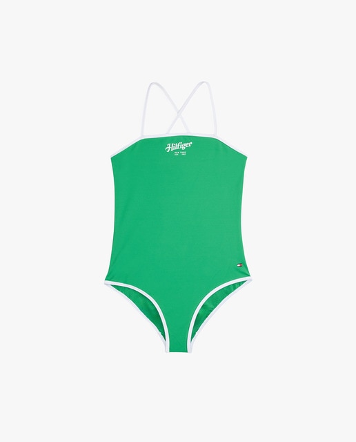 Imagen 0 de Bañador de niña de tirantes con logo en el pecho