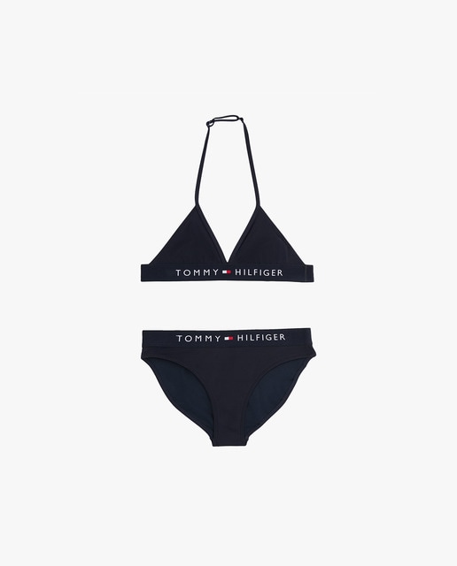 Imagen 0 de Bikini de niña atado al cuello con logo Hilfiger