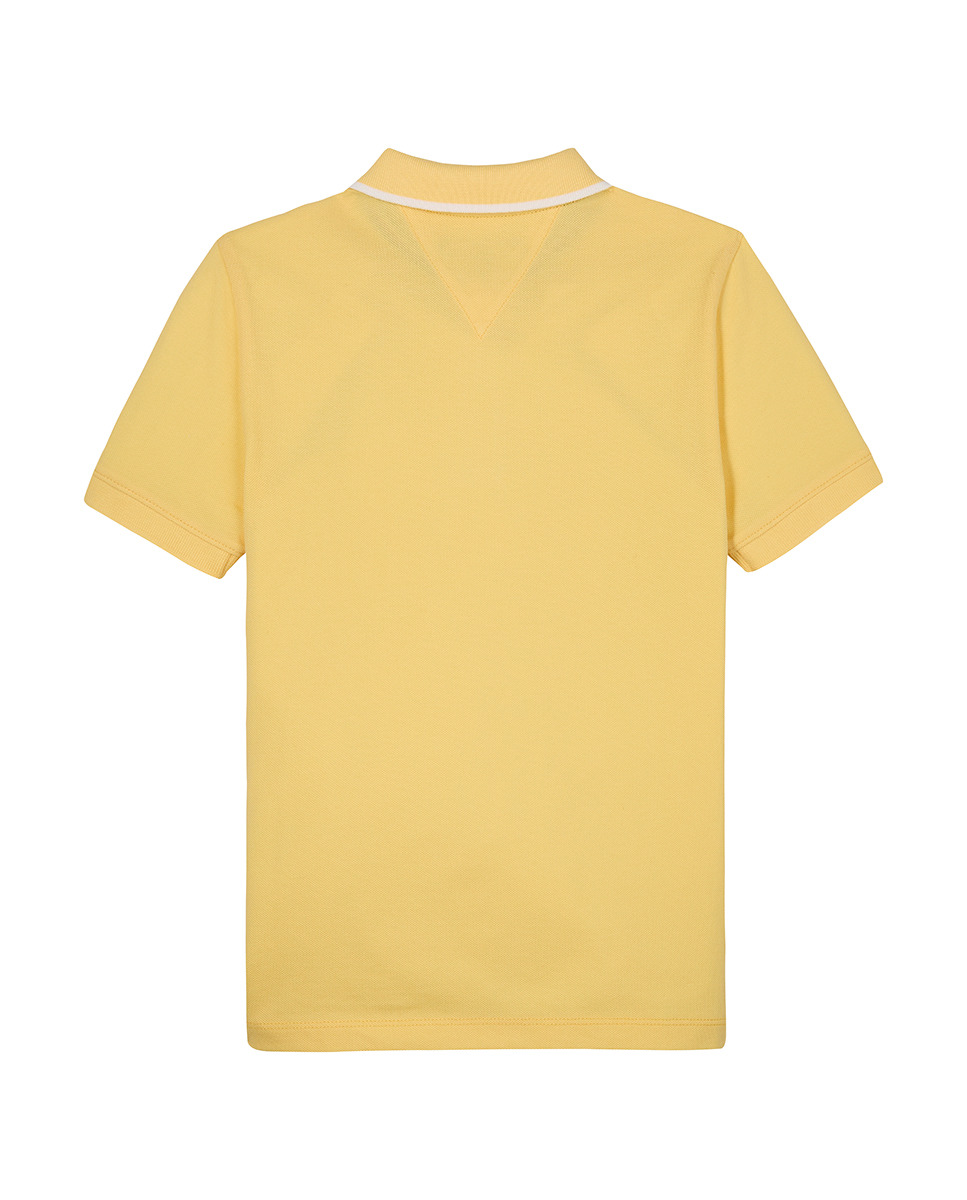 Polo Liso com Manga Curta e Logótipo no Peito Amarelo-7