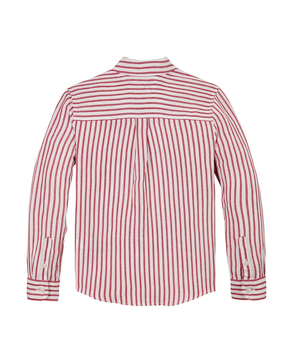 Camisa de Manga Comprida às Riscas Vermelho-6