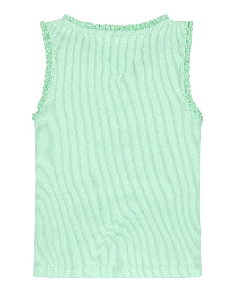 T-shirt de Alças com Detalhe com Folhos Verde-6