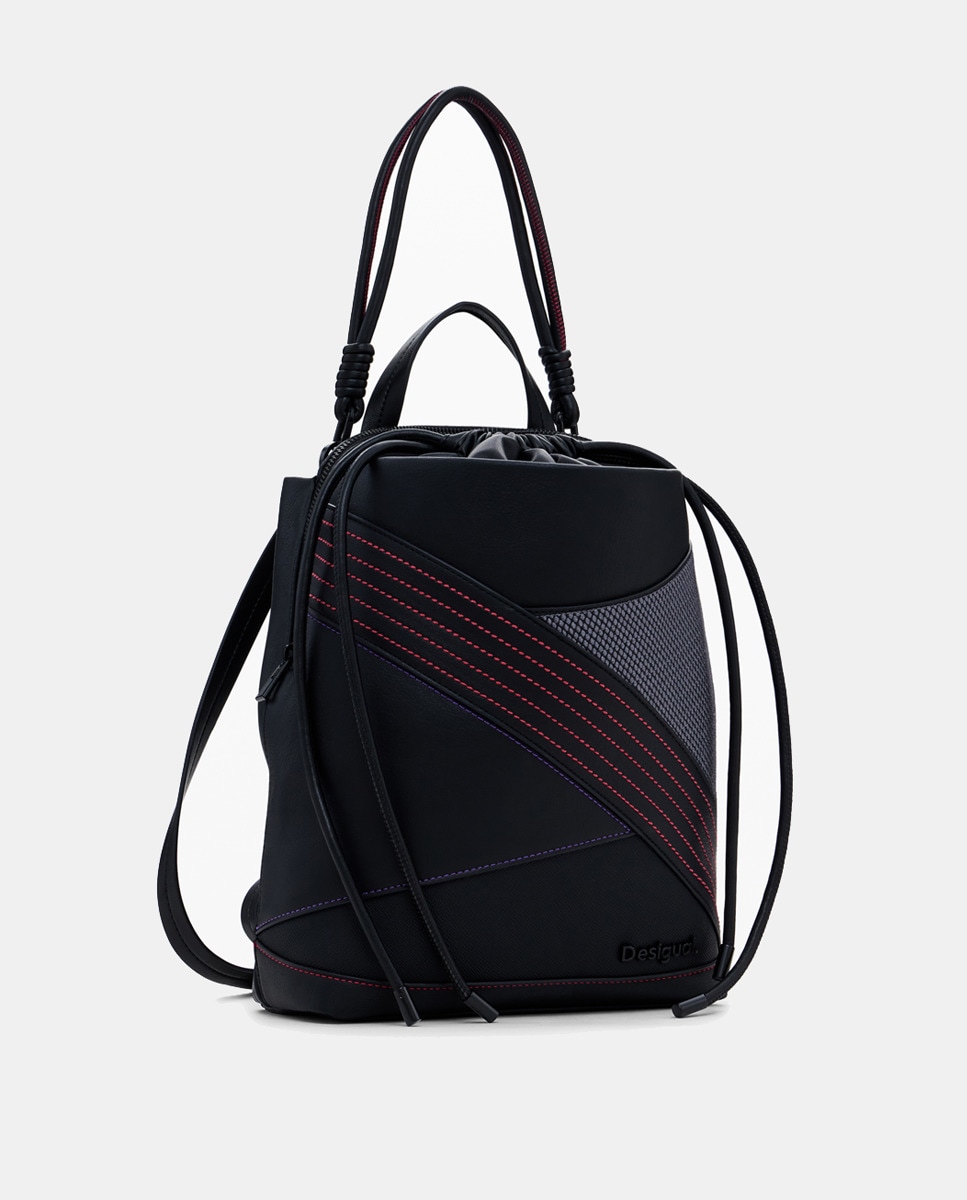Mochila com Efeito de Pele e Contrastes M Multicolor-2