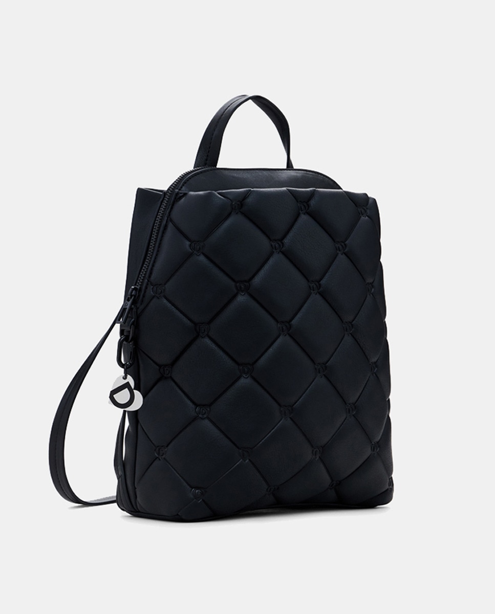 Mochila com Efeito de Pele Acolchoada S Preto-2
