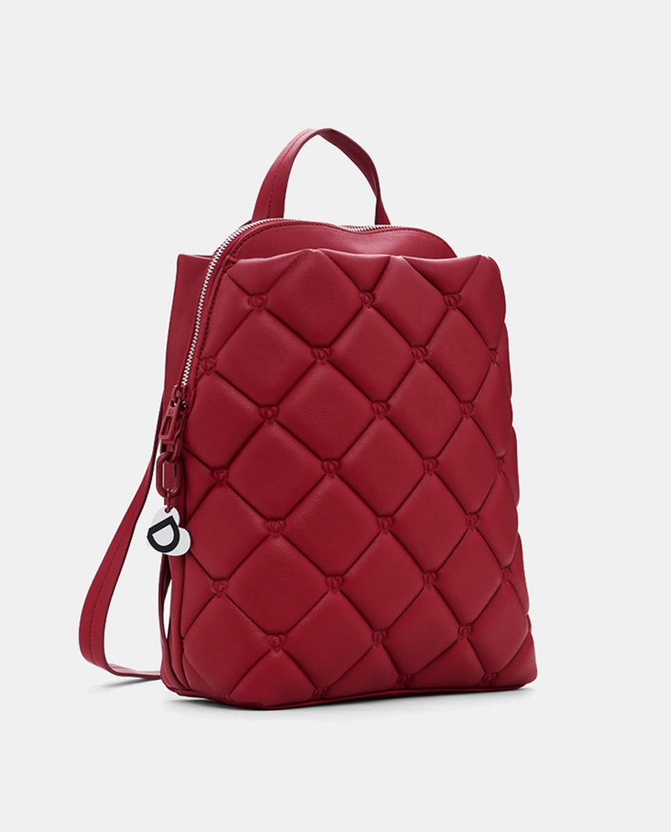 Mochila com Efeito de Pele Acolchoada S Vermelho-2