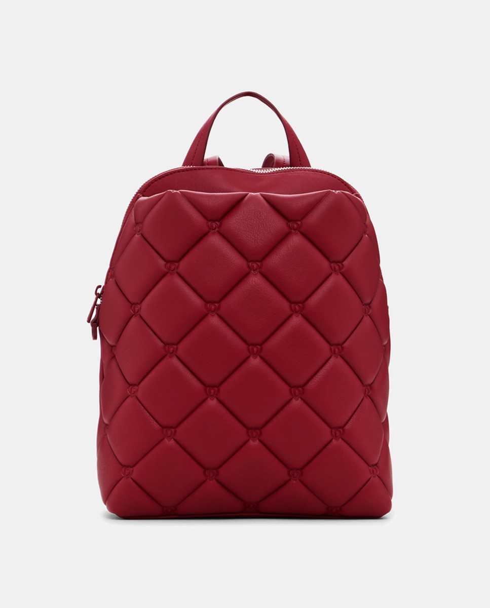 Mochila com Efeito de Pele Acolchoada S Vermelho-1