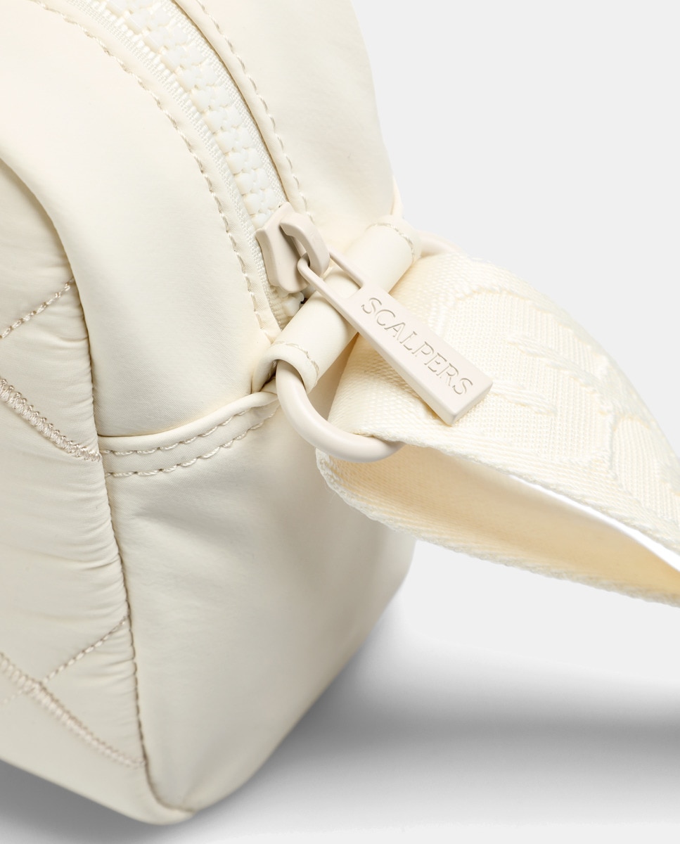 Mala com Alça Dupla Pequena NY Quilted Fabric Bag - Bege Bege-7