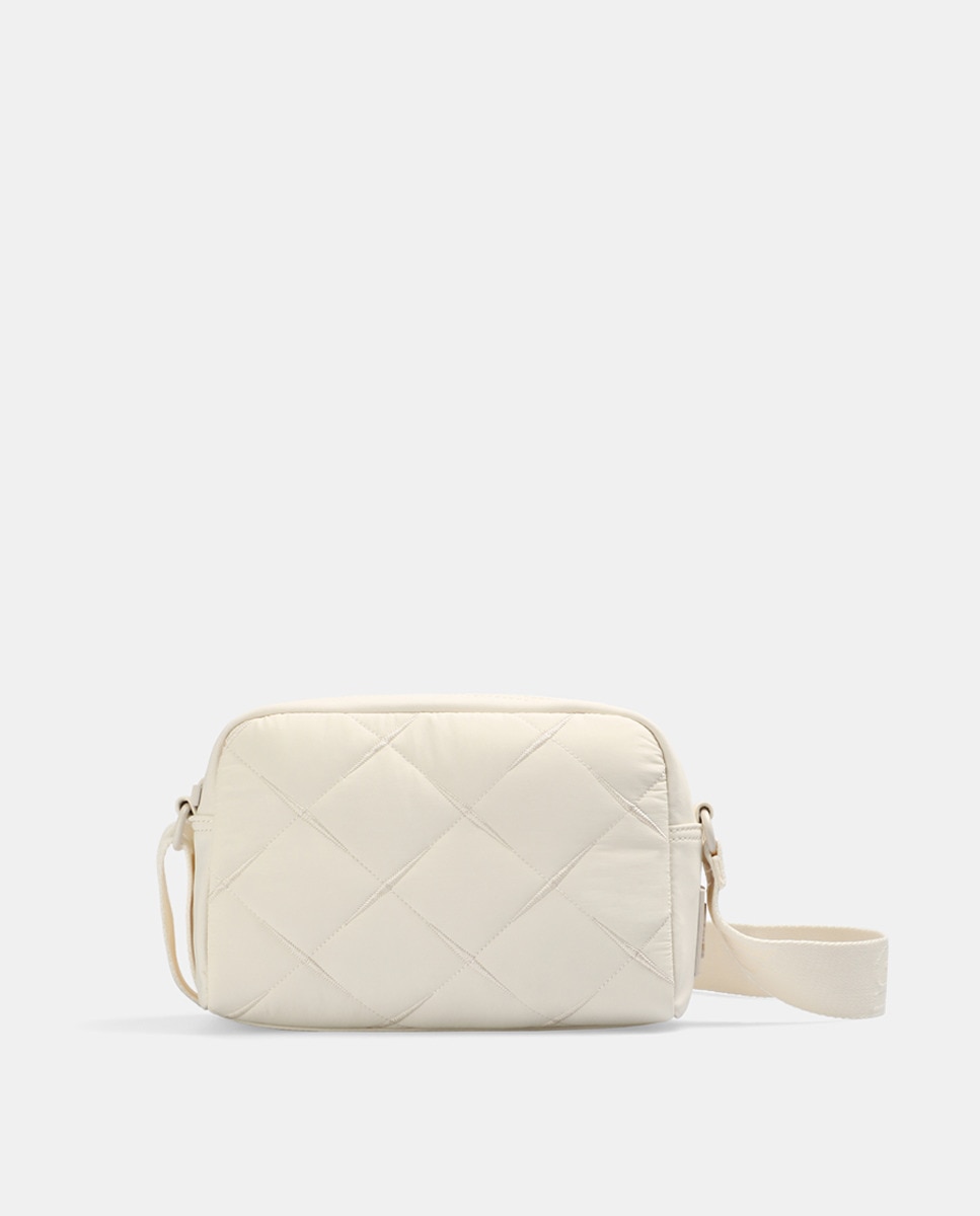 Mala com Alça Dupla Pequena NY Quilted Fabric Bag - Bege Bege-4