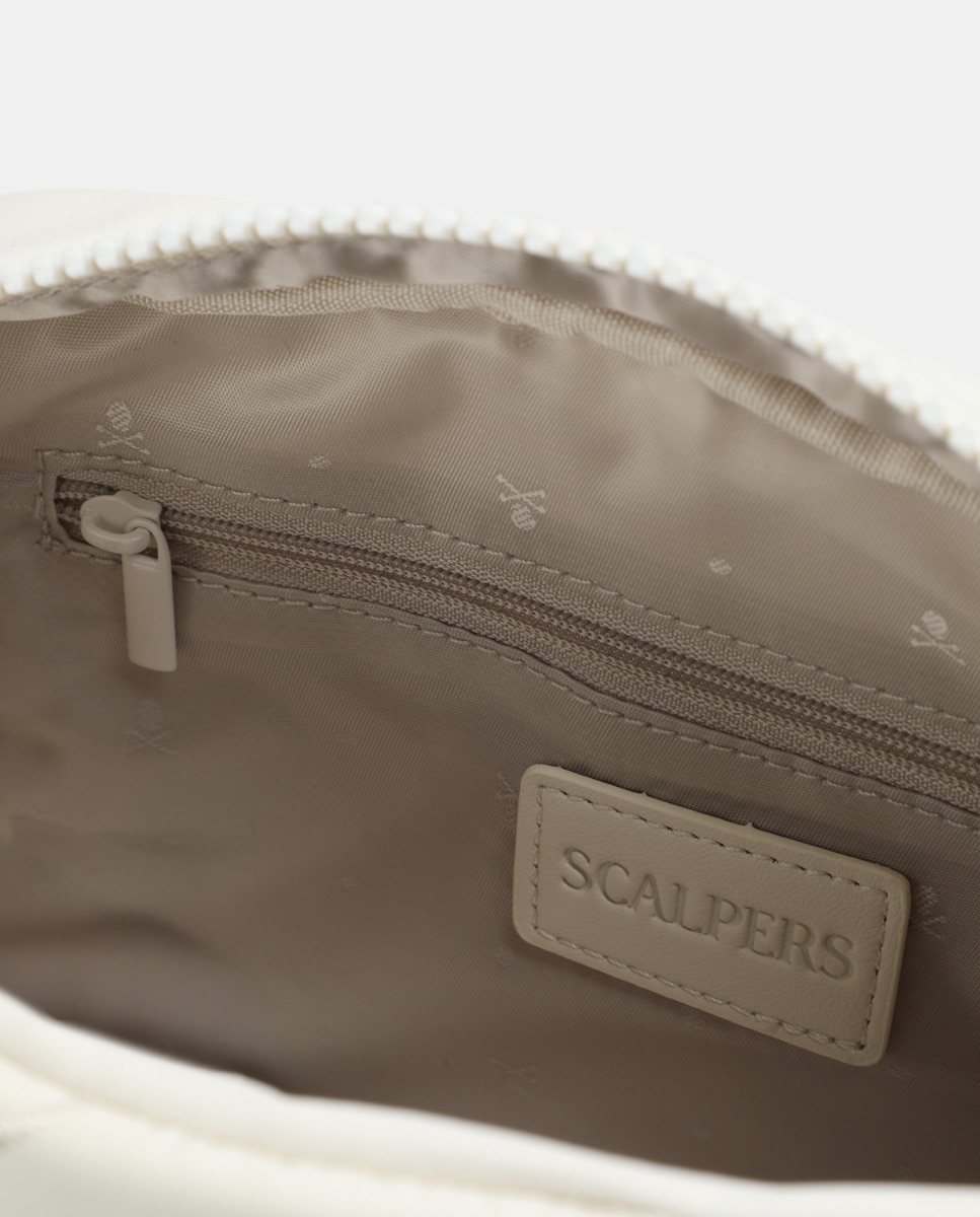 Mala com Alça Dupla Pequena NY Quilted Fabric Bag - Bege Bege-8