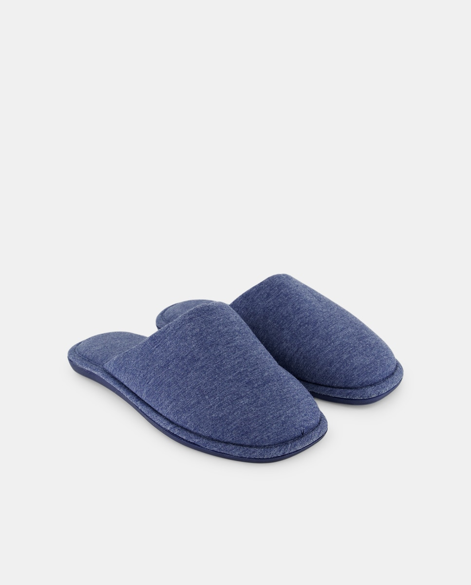 Zapatilla jersey con piso de goma Azul-2
