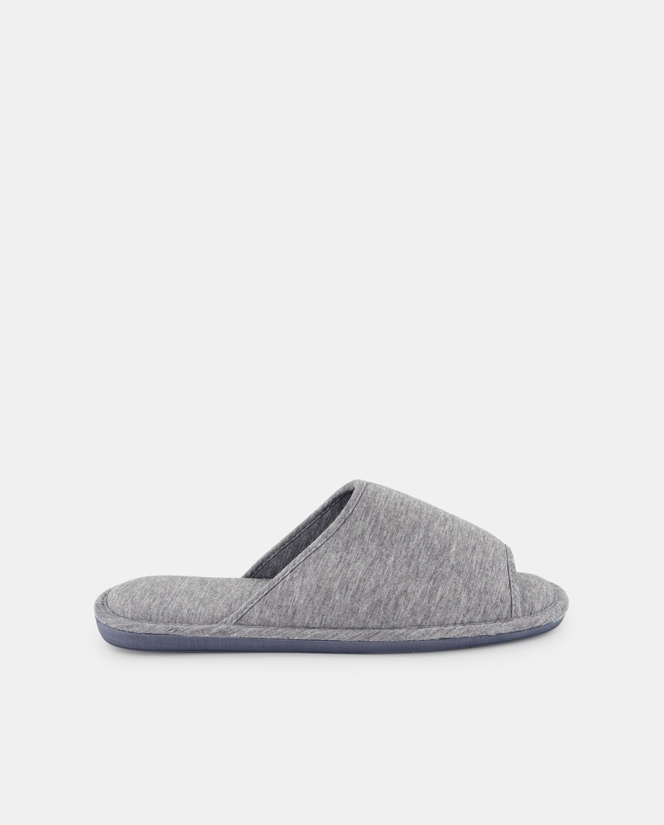 Zapatilla ab. jersey con piso de goma Gris-1