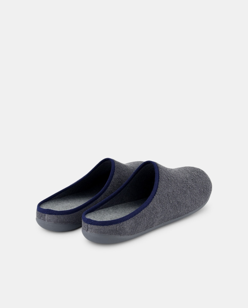 Zapatilla de casa hombre de rizo con piso de goma Gris oscuro-3