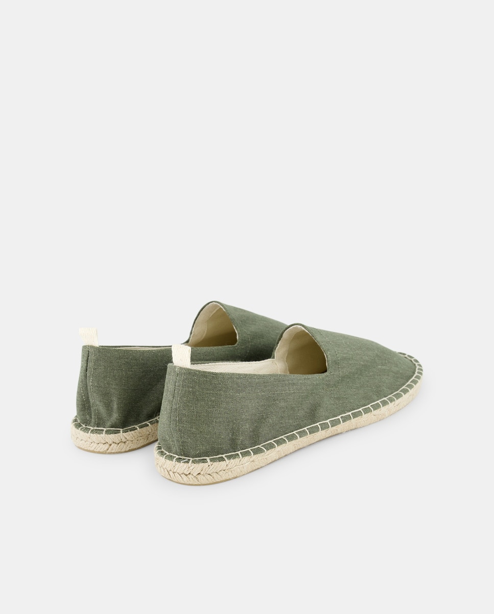 Alpargata lona con piso de yute Verde militar-3