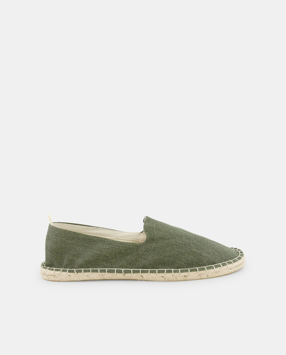Alpargata lona con piso de yute Verde militar-1