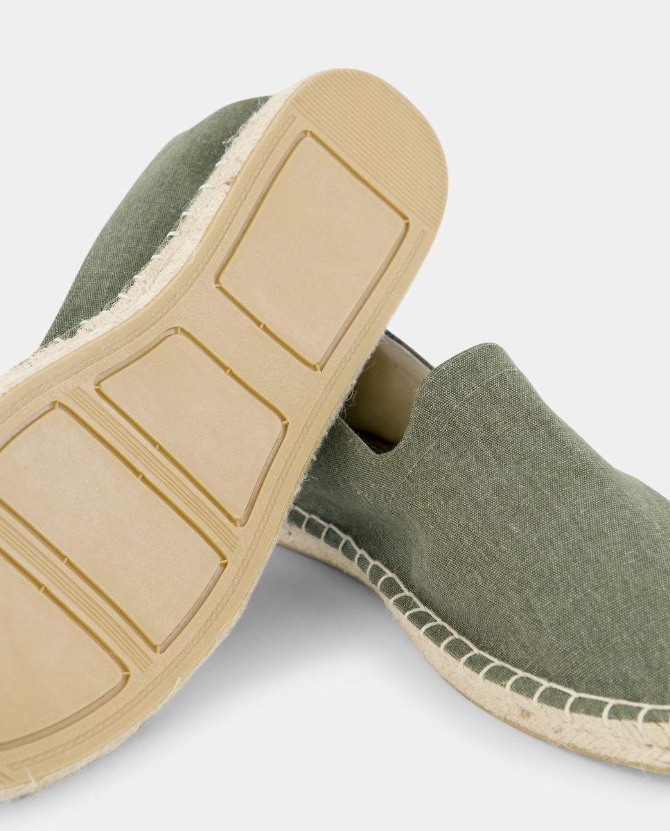 Alpargata lona con piso de yute Verde militar-5