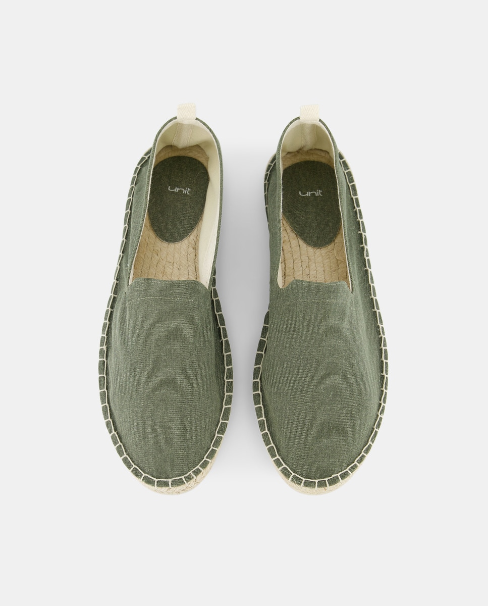 Alpargata lona con piso de yute Verde militar-4