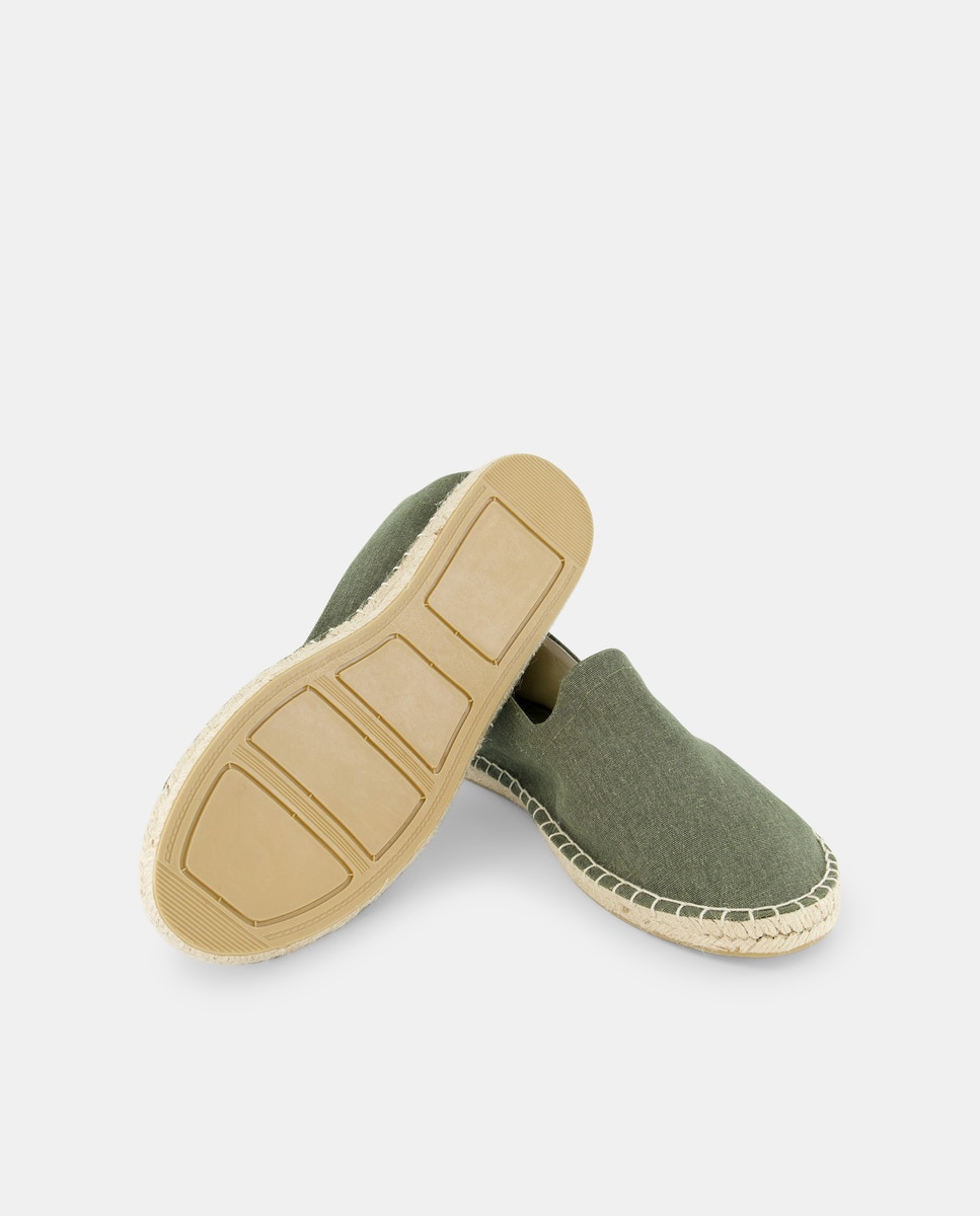 Alpargata lona con piso de yute Verde militar-2