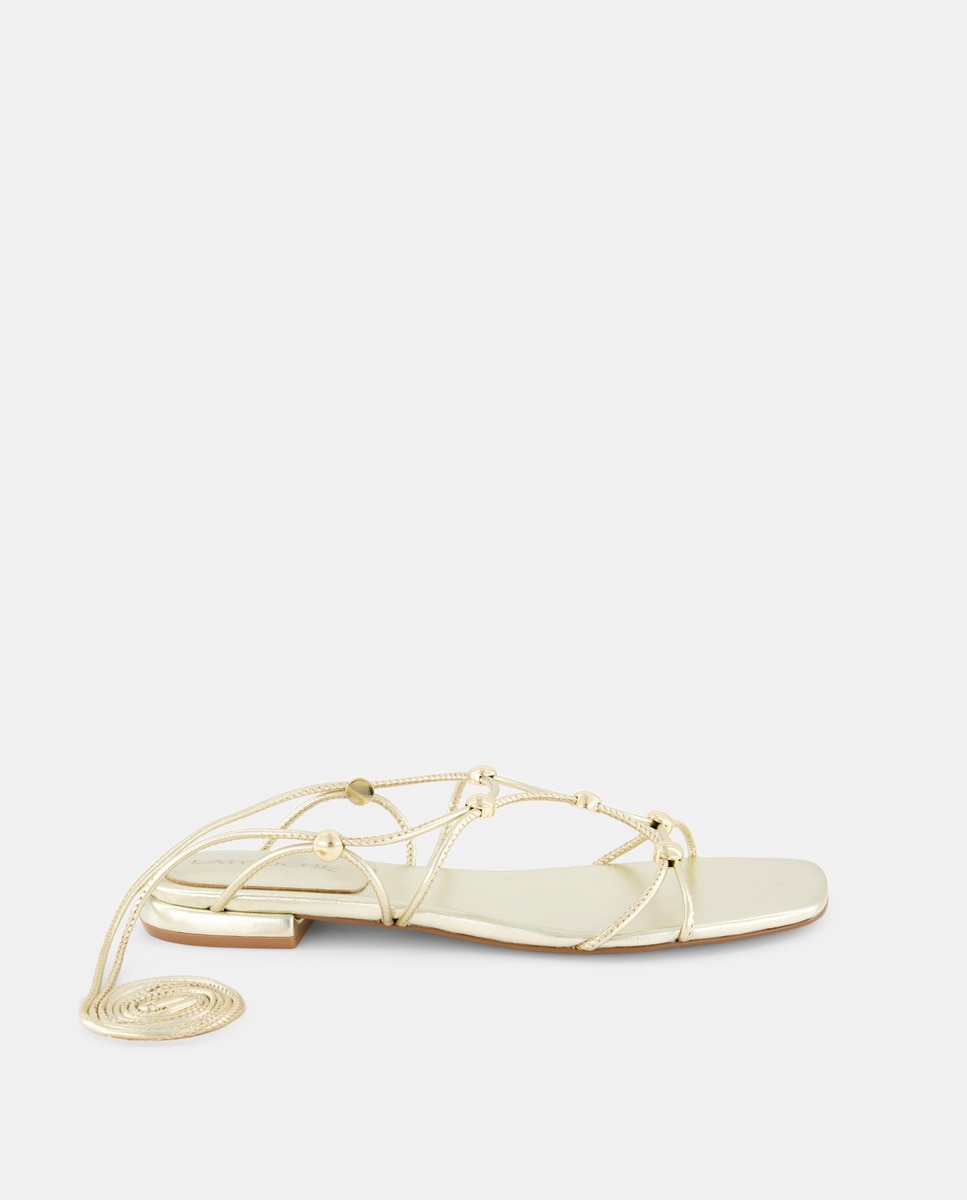 Sandálias Rasas Atadas 390 Ouro-1