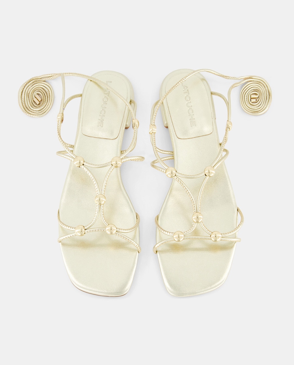 Sandálias Rasas Atadas 390 Ouro-4