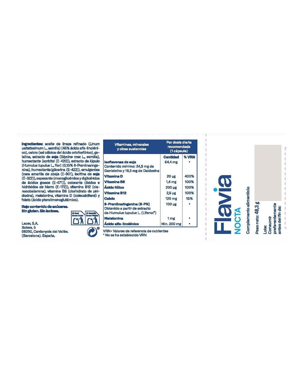 Complemento Alimenticio Flavia Nocta 30 Cápsulas Lacer - 30 Cápsulas 4