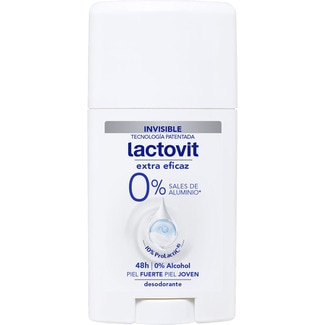 desodorante en stick Extra Eficaz 0% sales de aluminio 24h envase 60 ml - Lactovit