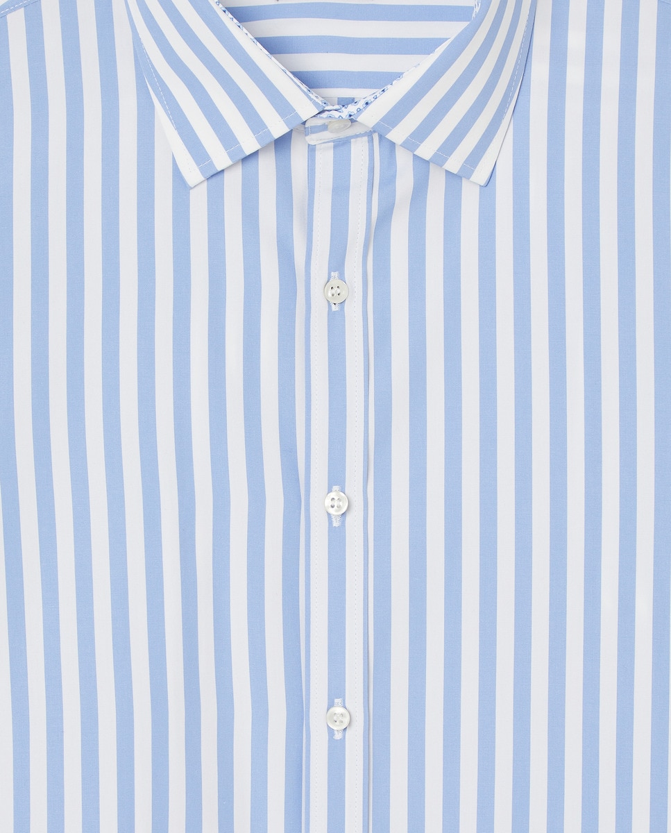 Camisa Tamanhos Grandes de Algodão às Riscas com Manga Comprida Multicolor-5