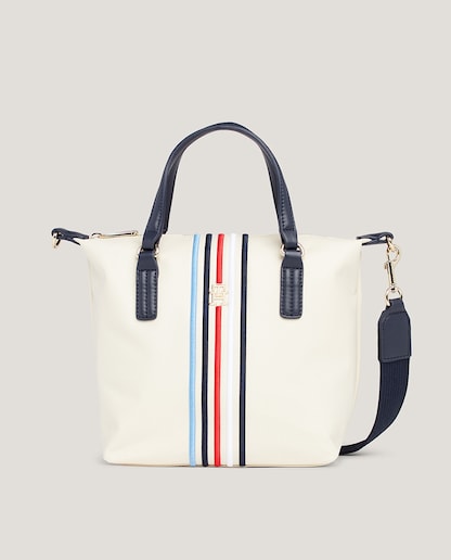 Imagen 0 de Bolso mini tote de nylon Tommy Hilfiger blanco.