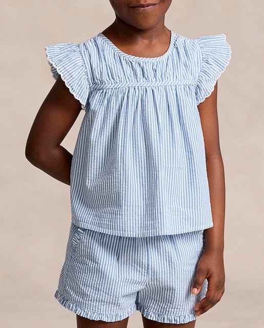 Imagen 0 de Blusa de niña de algodón en azul