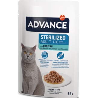 Alimento Húmido para Gato Esterilizado sabor Bacalhau embalagem 85 g - Advance