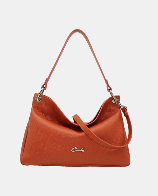 Imagen 0 de Bolso hobo de piel con cremallera y bandolera