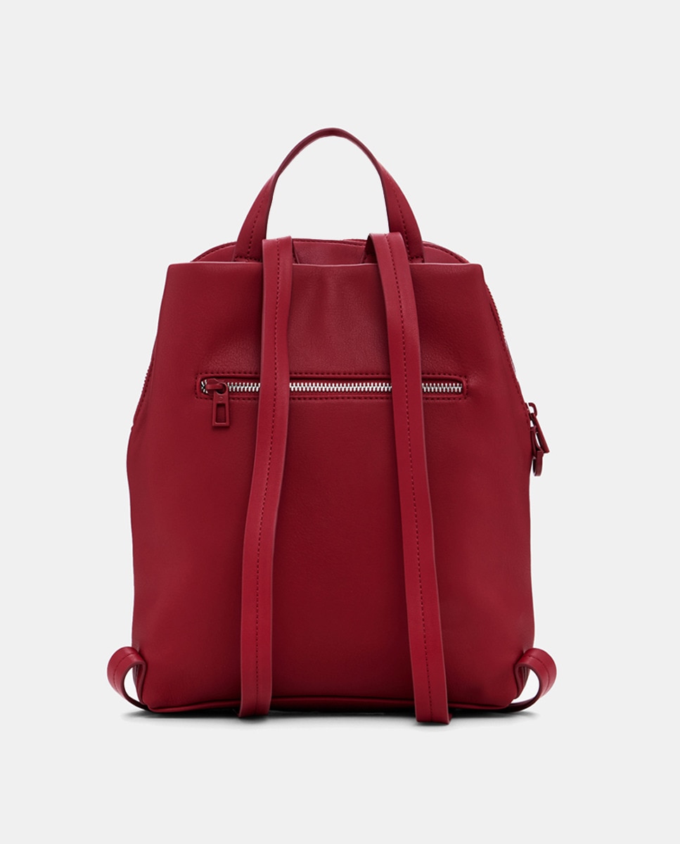 Mochila com Efeito de Pele Acolchoada S Vermelho-3