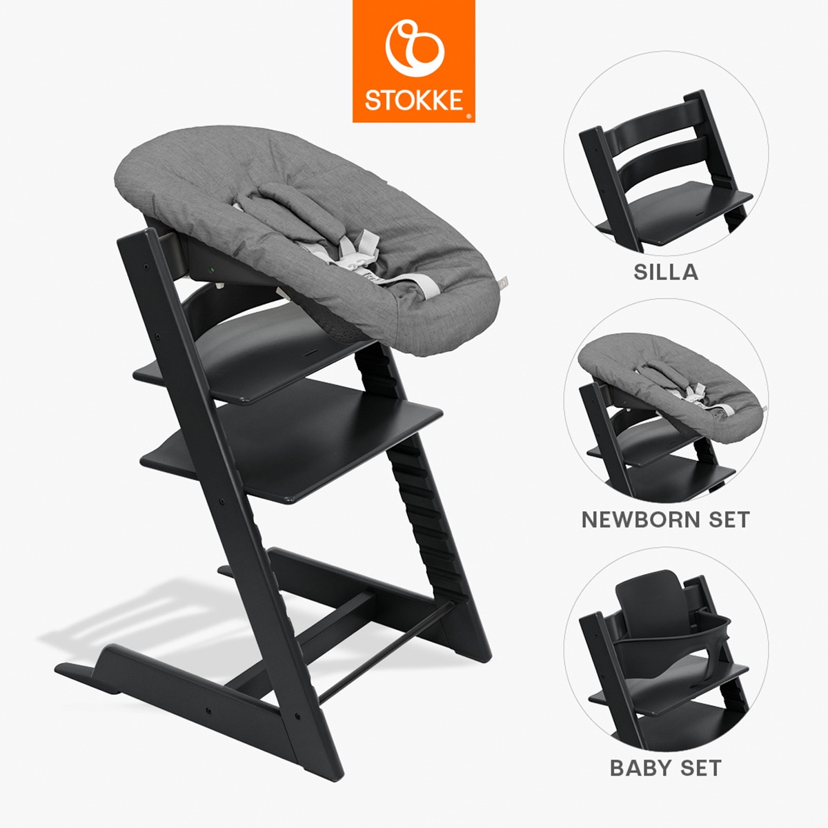 Pack de Cadeira de Refeição + Newborn Set Preto-1