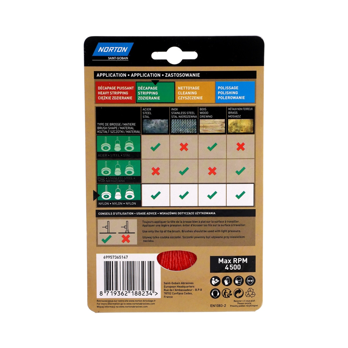 Cepillos Circulares de Nailon Rojo para decapado de Madera 75 mm Azul-4