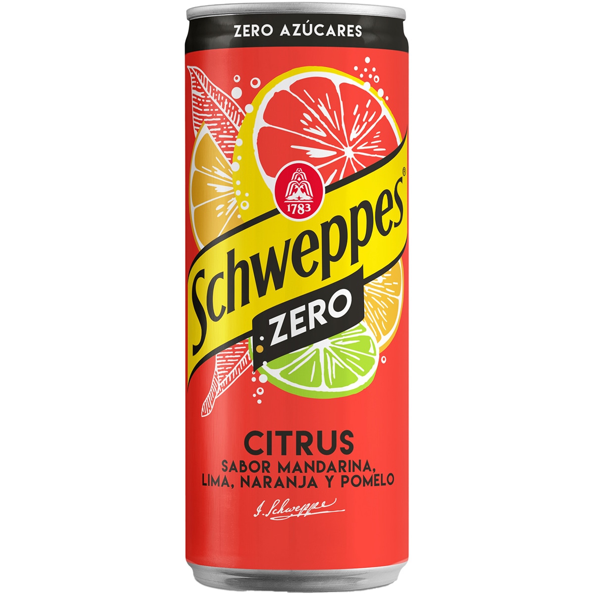 refresco sabor Citrus mandarina, lima, naranja y pomelo con gas 100% aromas naturales lata 33 cl
