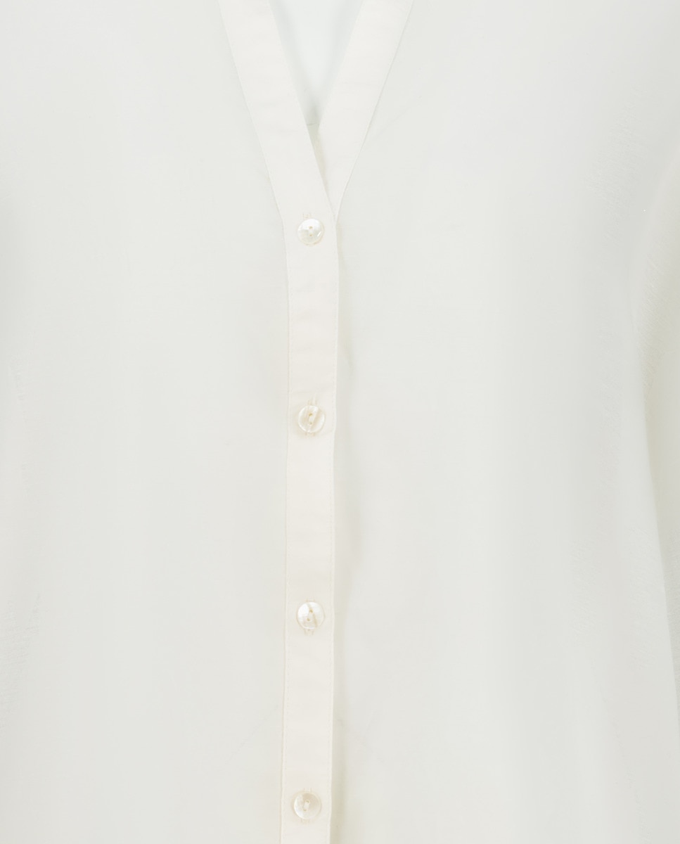 Blusa estampada de mulher com manga comprida Branco-5