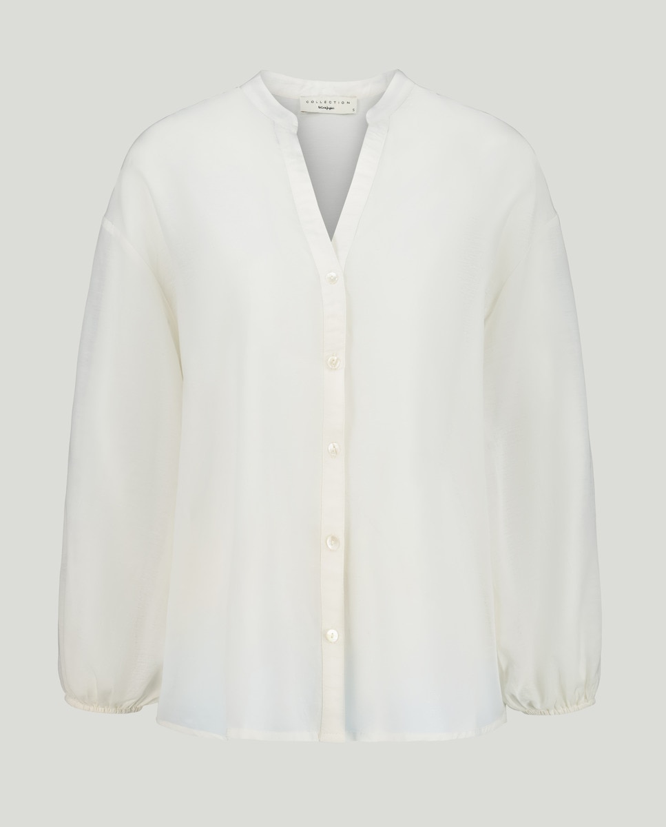 Blusa estampada de mulher com manga comprida Branco-4