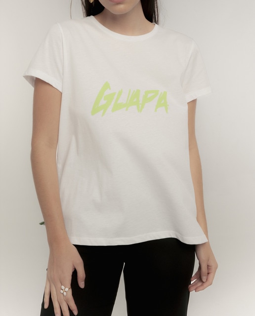 Imagen 0 de Camiseta de mujer frase "guapa" verde glow
