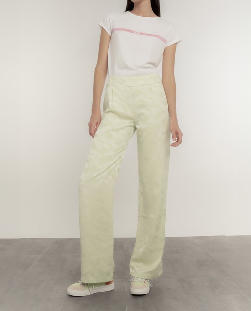 Imagen 0 de Pantalón ancho de mujer fluido jacquard