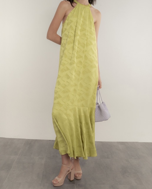 Imagen 0 de Vestido jacquard cuello halter