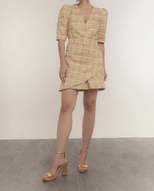 Imagen 0 de Vestido mini falda envolvente y cinturon