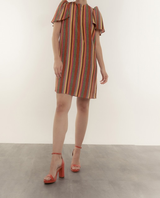 Imagen 0 de Vestido paz con escote pico en espalda y lazada