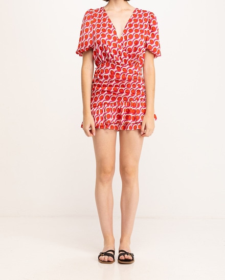 Vestido corto escote cruzado circulo deveaux — oferta en Primeriti
