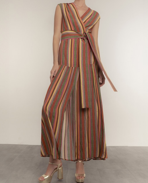 Imagen 0 de Vestido fajin rayas multicolor