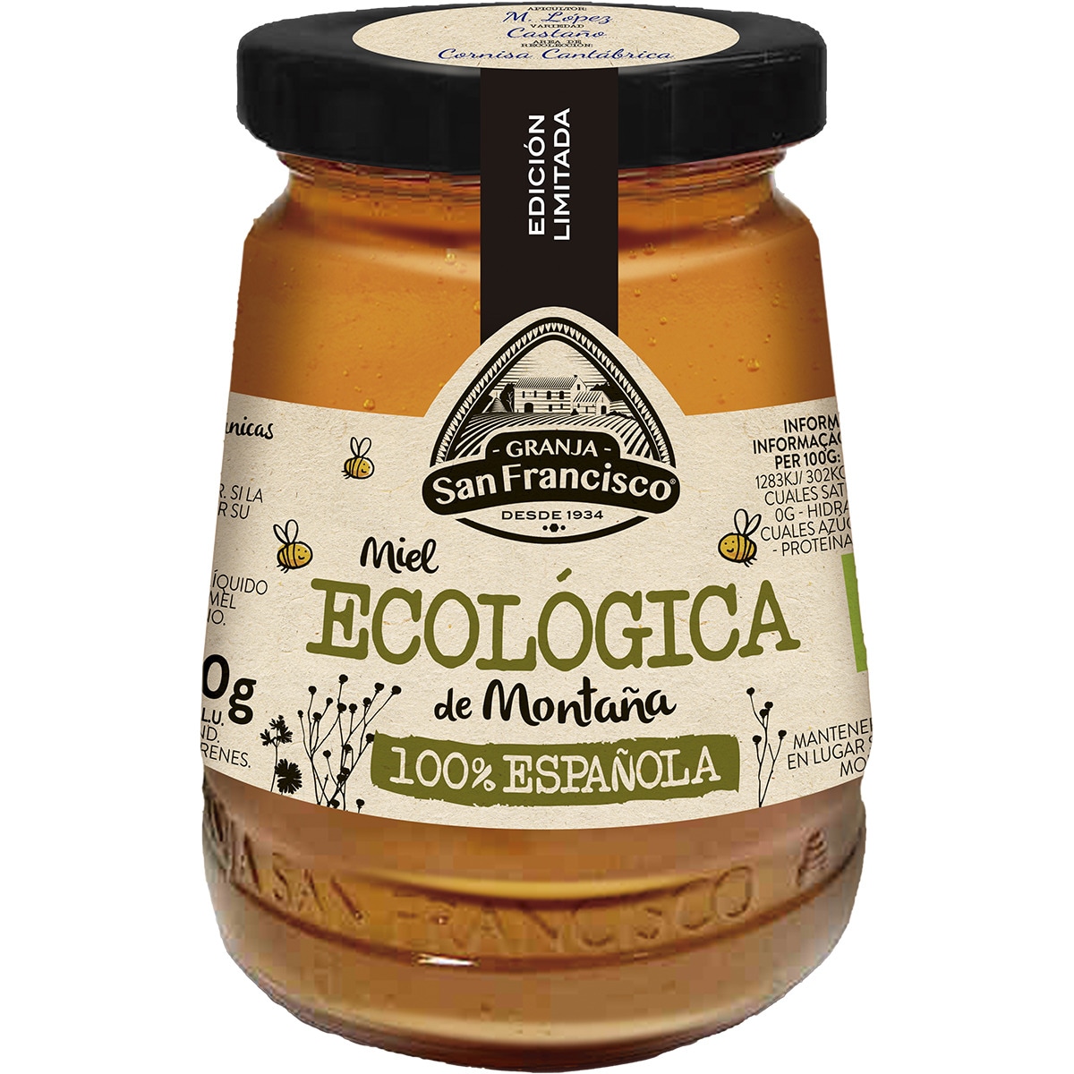 miel de montaña ecológica 100% española tarro 250 g