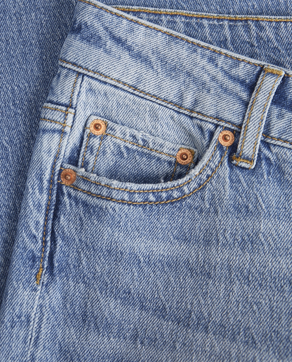 Jeans de Cintura Média Azul-7