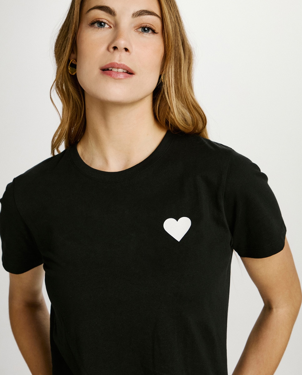 T-shirt de mulher com manga curta Preto-3
