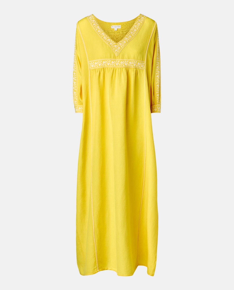 Maxi Kaftan Bordado Amarelo-5