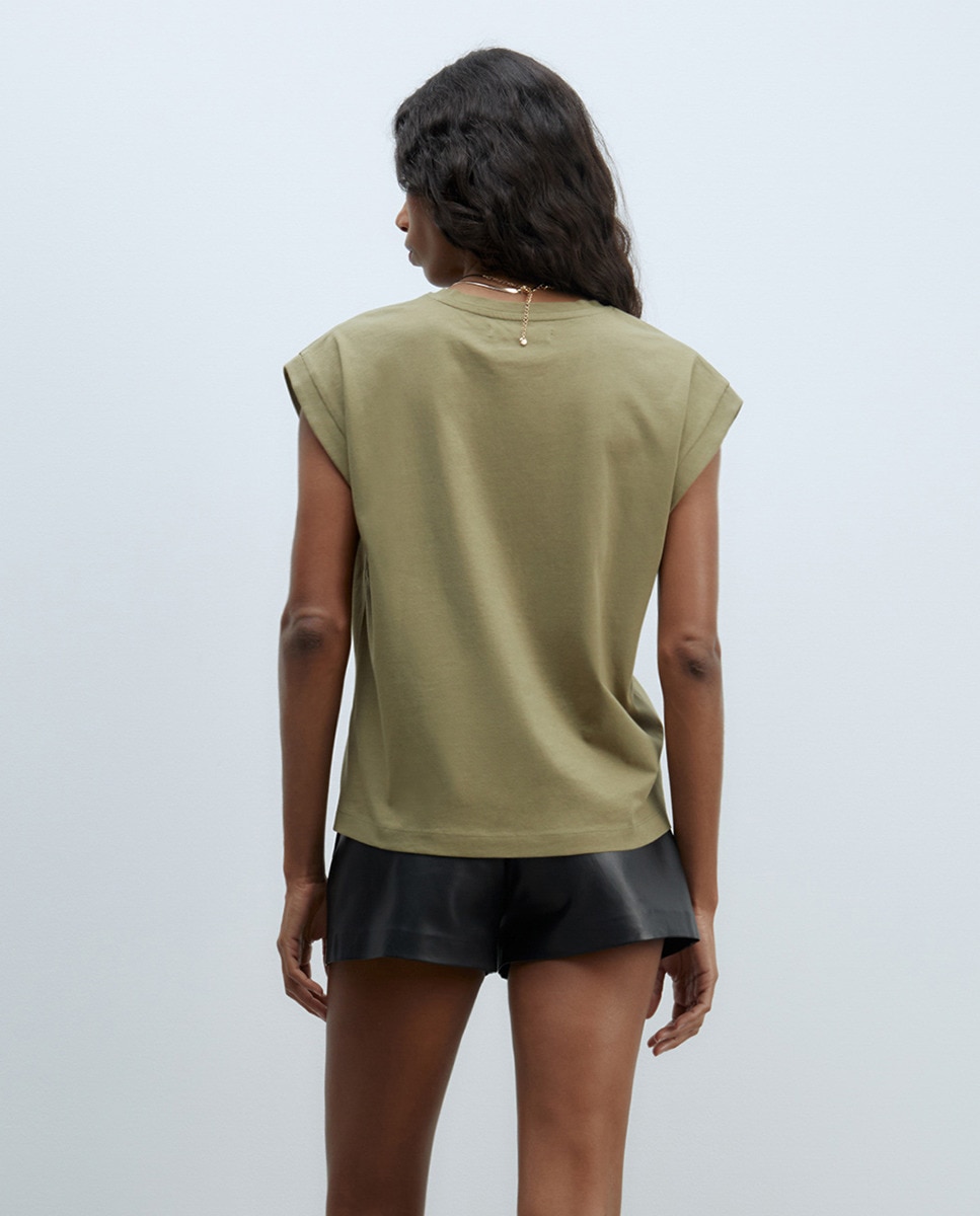 T-shirt Básica Caqui-2