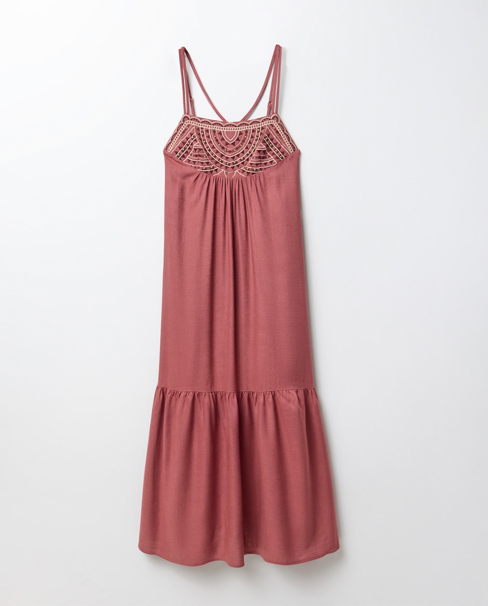 Vestido com Peitilho Acolchoado Bordeaux-7