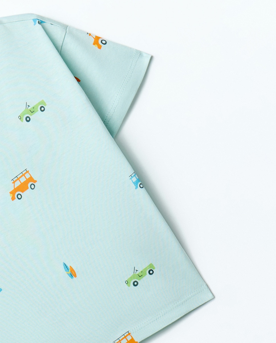 T-shirt com Carros Verde-claro-3
